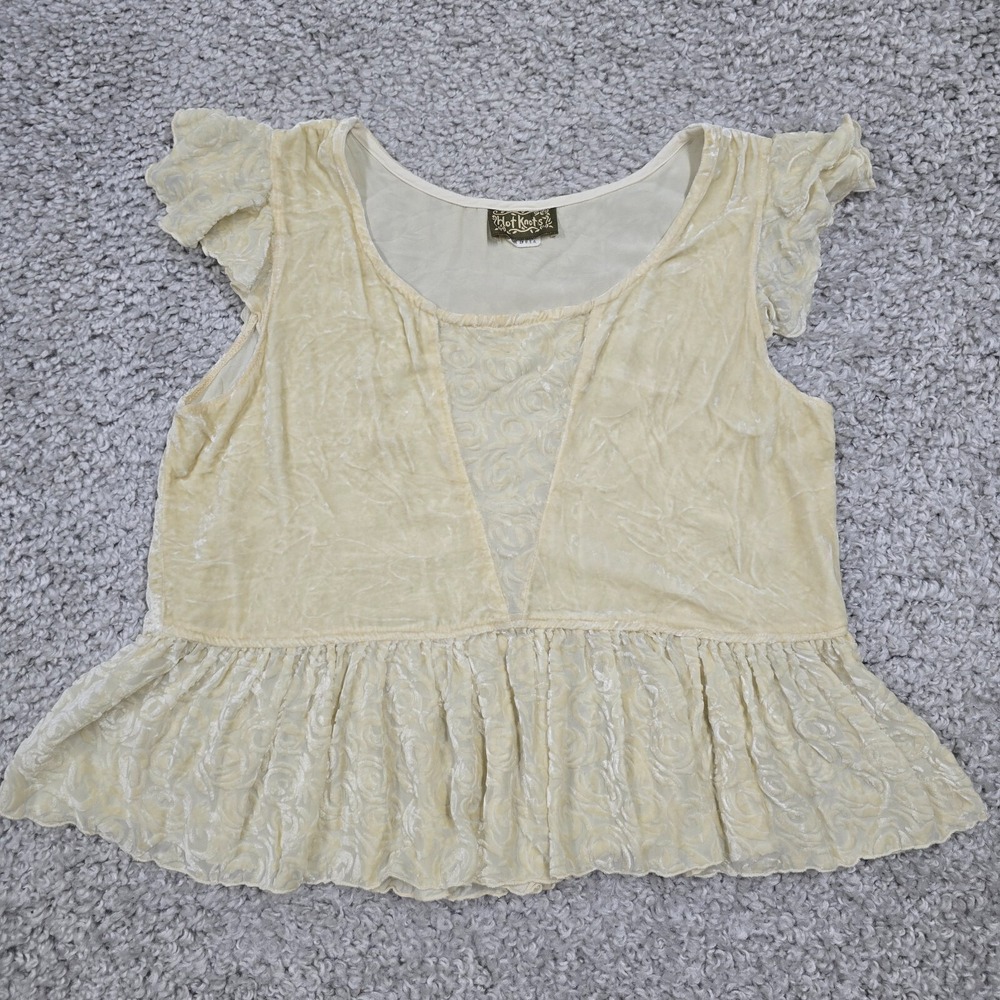 Hot Knots Womens Velvet Peplum Top‎ Size Small Y2K Romantic Party
